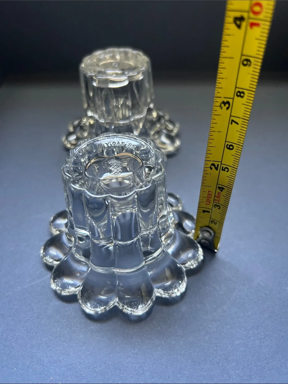 Borgonovo Scalloped Clear Glass Votive Holder Pair - Elegant Clear Finish Italy